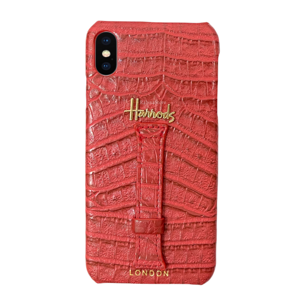 Luxury Designer iPhone XS Max Croc Leather Red Case