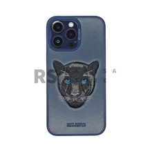Load image into Gallery viewer, Santa Barbara iPhone 14 Pro Max Panther Blue Leather Case
