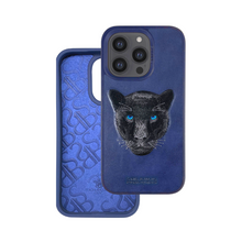 Load image into Gallery viewer, Santa Barbara iPhone 14 Pro Max Panther Blue Leather Case
