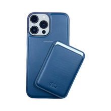 Load image into Gallery viewer, HDD Matte Leather iPhone 13 Pro Max Case With Magnetic Card Holder Blue

