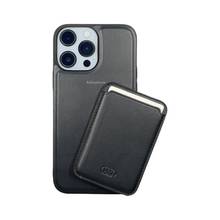 Load image into Gallery viewer, HDD Matte Leather iPhone 13 Pro Max Case With Magnetic Card Holder Black
