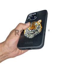 Load image into Gallery viewer, Santa Barbara iPhone 14 Pro Max Tiger Black Leather Case

