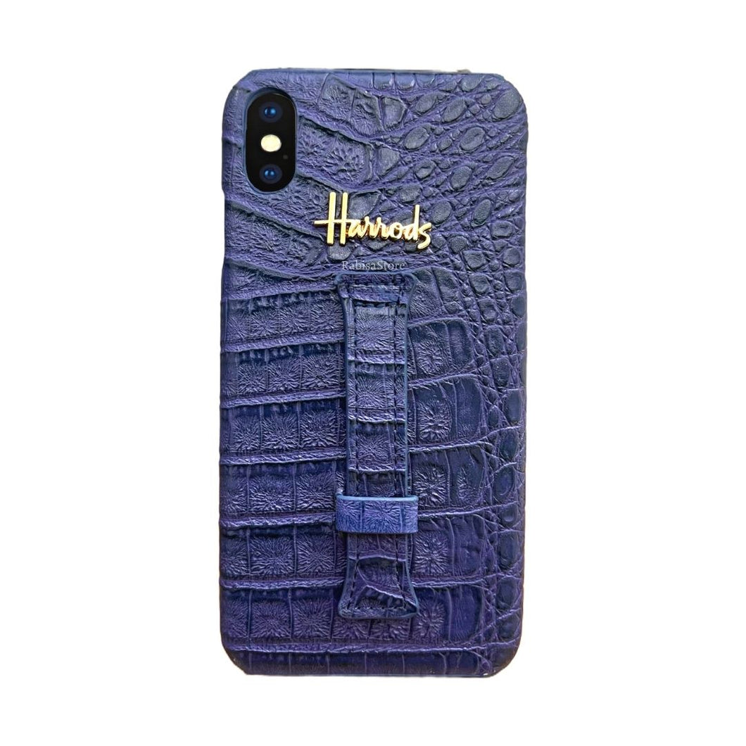 Luxury Designer iPhone XS Max Croc Leather Blue Case