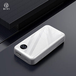 DIVI 10000 mAh Mini Power Bank With LCD Display PD 18W Fast Charging White