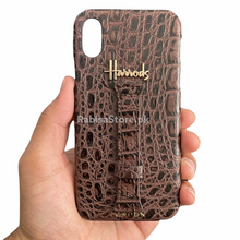 Load image into Gallery viewer, Luxury Designer iPhone X/XS Croc Leather Choco Brown Case
