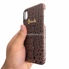 Load image into Gallery viewer, Luxury Designer iPhone X/XS Croc Leather Choco Brown Case
